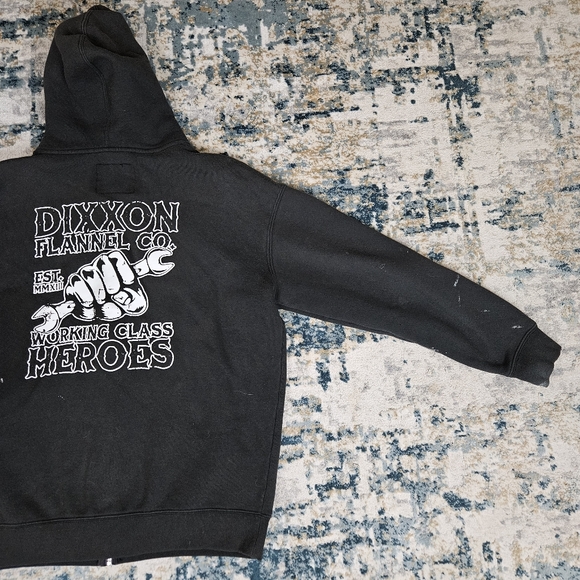 Dixxon Full Zip Hoodie Sweatshirt Men’s L Black Working Class Heroes Distressed - Picture 5 of 13